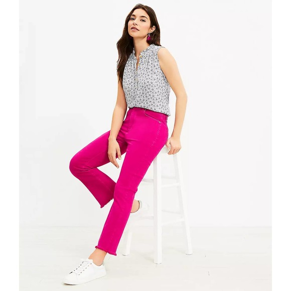LOFT Jeans Loft The Kick Crop Jeans Euc Pink Fuschia Sunset 6 28 Poshmark